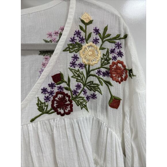 Fillyboo Boho Mini Dress Blouse Size Small Floral‎ Embroidered Lace Prairie - Picture 3 of 7